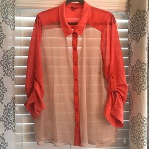 BONGO Coral & Nude Blouse With Cut-Out Back